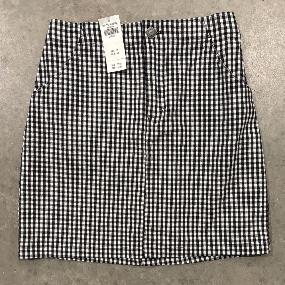 NEW Hollister Women’s Black & White Gingham Check Mini Skirt Size XS